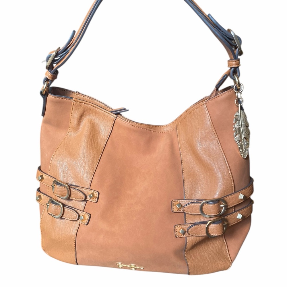 Jessica Simpson EUC Cognac Nelson Satchel handbag